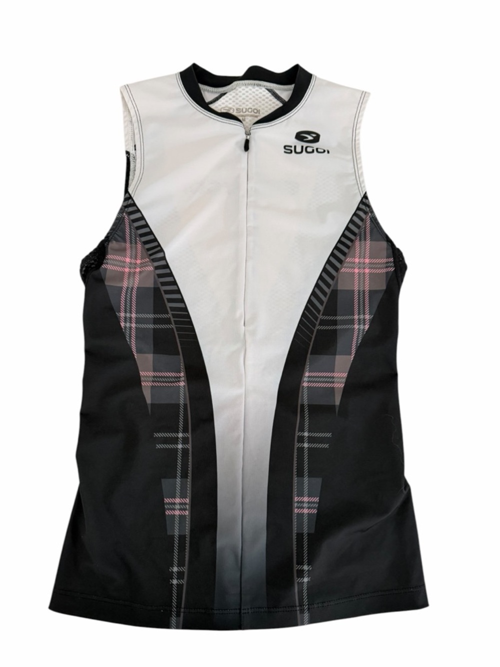 SUGOI White Black Triathlon Cycling jersey Half-Zip Performance RPM Tri Tank m